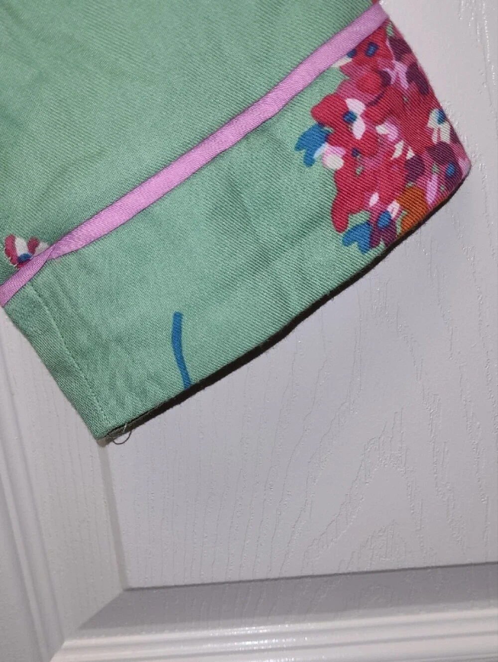 Joules Sleeptight Light Greenflo Cotton Green Mint Floral Pajama Set w/Pink Trim